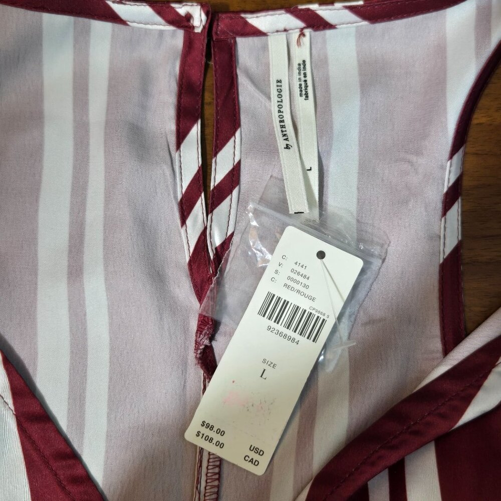 Anthropologie Women's Belted Striped Sleeveless V-Neck Romper Red & White NWT - Picture 9 of 12